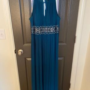 R&M Collection Floor Length Gown w/ Sequin Accent